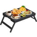 Artmeer Bed Tray Table with Folding Legs,Bamboo Breakfast in Bed for TV Table, Laptop Computer Tray,Eating,Snack Tray(Black) Extra-Large Size - color: Black, size: X-Large