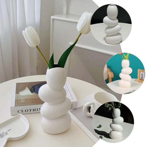Homoyoyo Abstract Ceramic Flower Vase -Shaped Artistic Desktop Floral Arrangement Vase Home Décor Accent for Living Room and Office