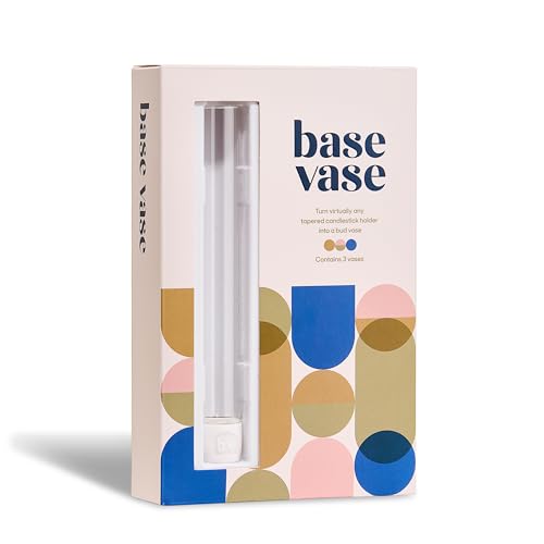 Base Vase (3-Pack) - The Bud Vase that Fits in Taper Candle Holders | Create Floral Arrangements for Tablescapes, Centerpieces, Weddings and Home Decor - color: Clear
