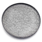 Funerom 9.8 inch Small Round Galvanized Metal Tray Decorative Tray Corrugated Edges - size: 9.8"
