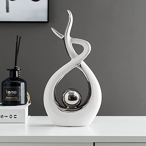 Ceramic Decorative Object Silver, Home Abstract Handicraft Items, Living Room Modern Decoration Crafts, Creative Modern Minimalist European (Size : B) - size: B