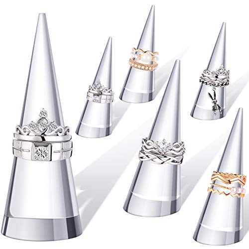 Jetec Clear Acrylic Crystal Ring Holder Acrylic Ring Display Jewelry Holder Wedding Display Cone Support Single Finger Rings Showcase Stand for Jewelry - color: Transparent