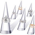Jetec Clear Acrylic Crystal Ring Holder Acrylic Ring Display Jewelry Holder Wedding Display Cone Support Single Finger Rings Showcase Stand for Jewelry - color: Transparent