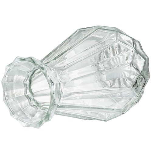 MyGift Mini Set of 6 Diamond-Faceted Clear Glass Bud Vases – Small Decorative Flower Vases for Table Centerpieces, Weddings, and Home Décor