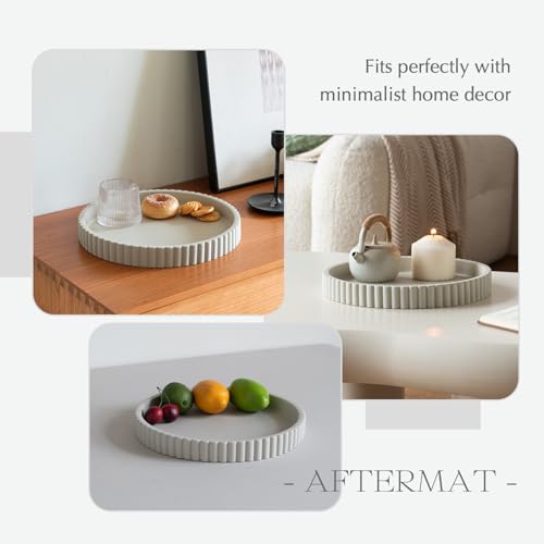 Decorative Tray for Coffee Table, Living Room, Side Table, 11" Gray Round Concrete Home Decor Serving Trays for Accent Table, Console Table - color: Gray