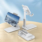 Cell Phone Stand, Adjustable Angle and Height Cell Phone Holder for Desk, Foldable and Portable, Anti-Slip Silicone Pad, Compatible with All Mobile Phones and 4-8 Inch Devices (White&White) - color: White&White