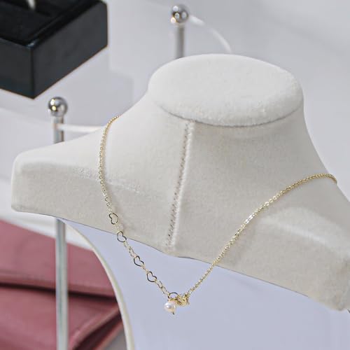 3Pcs Necklace Bust Stand for Selling, Beige Velvet Necklace Display Holder, Jewelry Necklace Organizer Rack for Shop Store Exhibition Show (11"Height) - color: Beige Velvet, size: 11" Height (3pc)