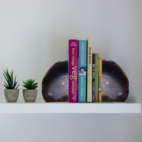 Geode Bookends Natural Color Agate Decor Book Ends Unique Crystal bookend for Home Decorative 1 Pair 4-5 Lbs - color: Nature, size: 4-5LBS