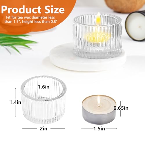 JOYIT Clear Votive Candle Holders Bulk Set of 6, Tealight Candle Holder for Wedding Table Centerpiece, Glass Small Candle Holders for Birthday Party, Valentine's Day, Home Decor (2''X 1.4'') - color: Clear