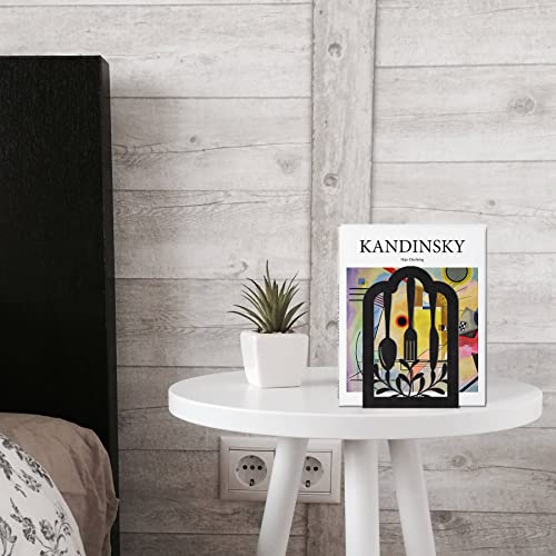 Book Ends,Metal Bookend,Bookend Decorative Heavy Book Ends for Shelves, Home Decorative Bookends for Heavy Books,Non-Skid Black Book Holder for Kitchen Housewarming Cooking Lover Gifts - style: Kitchen2
