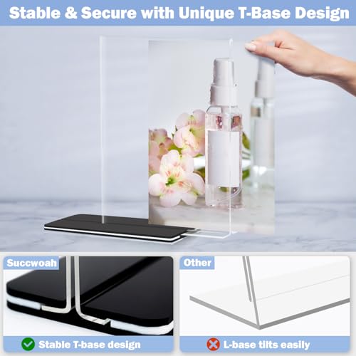 Acrylic Sign Holder 5 x 7, 24 Pack Clear Double-Sided Acrylic Display Stand for Vertical Tabletop Use, Perfect for Menus, Flyers, and Paper in Restaurants, Hotels, Office - size: 5 x 7