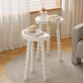 LitaEther Bobbin Side Table, Solid Wood Half Moon End Table, Small Wooden Accent Table with Chunky Turned Legs, Plant Stand for Living Room Bedroom Entryway, Modern Farmhouse Bedside Table, White - color: White