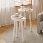 LitaEther Bobbin Side Table, Solid Wood Half Moon End Table, Small Wooden Accent Table with Chunky Turned Legs, Plant Stand for Living Room Bedroom Entryway, Modern Farmhouse Bedside Table, White - color: White