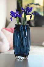 Glass - Vase - Blue - Teal - 12.6" Height - Heavy Durable - Made in Europe - by Barski