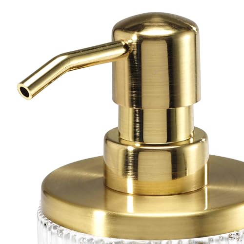Nicole Miller - Lotion Pump/Soap Dispenser, Glass Countertop Accessories, Dorm Room Essentials (Louise Collection, Clear) - size: Lotion Pump/Soap Dispenser