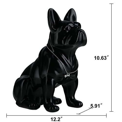 suruim Luxury French Bulldog Statue Collection - Gold/Silver/Black Chrome Dog Sculpture, Decorative Dog Statue for Home Decor & Gift (Black, 12in) - color: Black, size: 12in