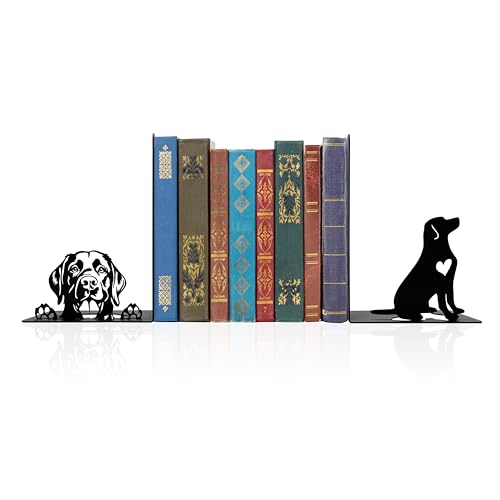 Labrador Retriever Theme Bookends Decor – Labrador Gifts with Black Modern Bookends, Decorative Bookends for Shelves – Unique Book Stopper for Shelves (Labrador Retriever) - color: Labrador Retriever