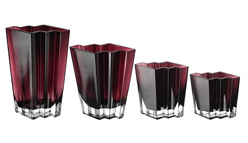 Glass- Vase - Amethyst - Chevron Design - 11" Height - Heavy Durable - Made in Europe - by Barski