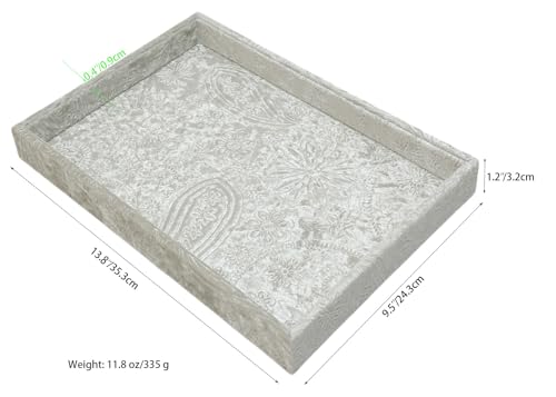 AgentMoon Jewelry Tray or Trinket Tray.Bedside Makeuop Remover Organizer for Earring Eyeglasses Phone Watch Bracelet Keys.Luxury Extra Velour Full Wrap.(Embossing Griege) - color: Embossing Griege