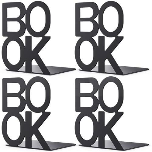 Book Ends,BookEnds Supports for Bookrack Desk,Bookend are Used for Books, Unique Appearance Design,Heavy Duty - color: Black, size: 2 pair