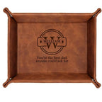 Personalized Engraved Leather Tray for Him – PU Valet Leather Catchall Organizer for Men, Father's Day Custom Gift, Organizer for Dresser, Desk, Nightstand – Custom Men Travel Valet Tray - style: Fathers Day