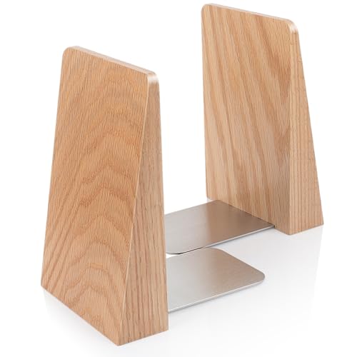 DRELIFAM Red Oak Book Ends Heavy Duty Handmade Book Ends for Shelves Decorative Bookends to Hold Heavy Books (Red Oak Large) - color: Large Red Oak Wood