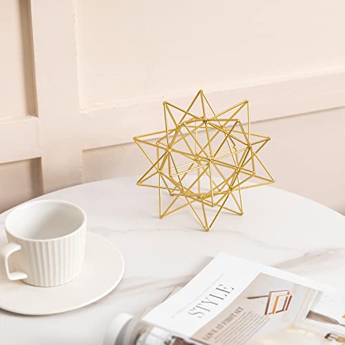 Metal Geometric Table Top Decor, 3D Metal Geometric Sculpture, Gold Abstract Sculpture for Home Decor, Table Art Decorations for Home, Living Room, Office, Bedroom - color: Gold