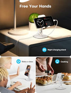 OMOTON Cell Phone Stand for Desk, 2 Pack Adjustable Foldable Phone Holder, 360 Swivel Mobile Stand Fit for iPhone 17 16 15 14 13 Pro Max and All Smart Phones, White & White - color: White & White