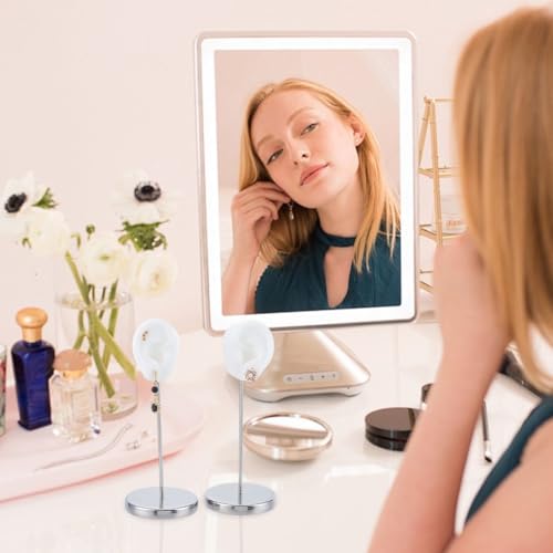 UNICRAFTALE 1 Set Ear Shaped Earring Display Stand White Piercing Stud Holder Silicone Earring Model Organizer with Round Base Ear Shape Jewelry Organizer Holder for Women Earring Storage - color: White