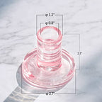 12PCS Pale Pink Taper Candle Holders, Glass Crystal Candlestick Holders Bulk, Clear Candle Holders for Dining Table Centerpiece，More Suitable for Weddings - color: Pink 12pcs