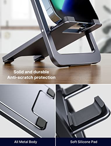JSAUX Cell Phone Stand 2-Pack, Foldable Aluminum Adjustable Phone Holder for Desk Portable Travel Essentials Office Accessories for iPhone 17 16 15 14 13 Pro Max Samsung S25 S24 S23 Ultra Kindle-Gray - color: Grey, size: 2-PACK