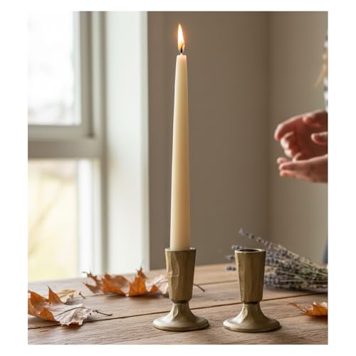 Vintage Brass Cast Iron Candlestick Holder Single Piece for Table, Mantel, Home Decor, Creates Warm Cozy Ambiance (1 pcs) - size: 1 pcs