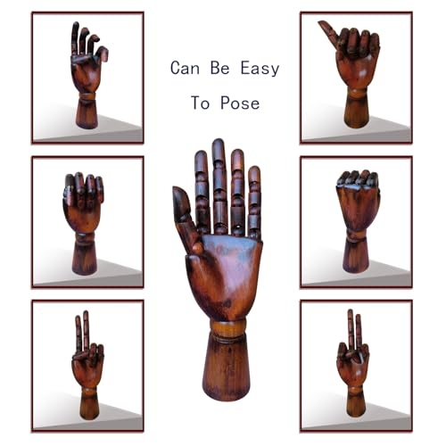 yangjietf Hand Model,Drawing Mannequin,Wooden Hand,Wooden Mannequin,Articulated Fingers,Hand Model for Drawing, Female_Left with arm 3.3 in Antique Finish - color: Female_l With Arm 3.3in Antique Finish