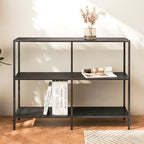 HDANI 39.4 Inch Metal Console Table with 3 Tier Strage Shelves,Narrow Entryway Table,Modern Sofa Tables for Entryway, Living Room,Bedroom,Black - color: Black, size: 39.37×11.81×31.5in