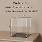 SVENJBB Acrylic Display Case, 6x6x7.8 Inch Rectangle, Clear Acrylic Boxes with Matte Black Base and Lid for Collectibles and Figures