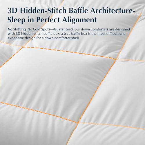 Pacific Coast Goose Feather Down Fiber Comforters Full Size, Extra Fluffy White Duvet Insert, Ultra-Soft, Breathable, All Season Hotel Luxury Bedding Comforters, 8 Corner & Center Loops (82"x86") - size: Full