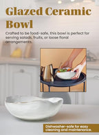 Serene Spaces Living Extra Large Free-Form Edge Glazed Ceramic Bowl - Fruit Basket, Dinnerware, Centerpiece for Weddings, Events, 10.5" Long, 8" Wide and 3.5" Tall, Pack of 8 - color: White, 10.5" Long, Set of 8