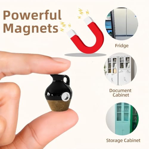 8Pcs Mini Ceramic Vase Fridge Magnets Cute Plants Decor Accessories DIY Vase Refrigerator Magnets Strong Decorative for Kitchen Office (8Pcs B) - size: 8Pcs B