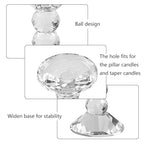 2-Pack Crystal Candle Holders, Clear Crystal Taper or Pillar Candlesticks, Table Centerpiece Home Decor for Wedding, Dining, Party(4.9in Tall)