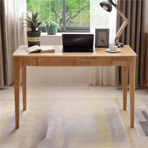 Solid Wood Desk with Drawers, Small Computer Desk for Small Spaces, Gaming Study Home Office Desks for Work, Student PC Desk for Bedroom, Escritorios para Cuartos (Wood Color, 47inch) - color: Wood Color, size: 47inch