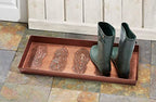HF by LT Peacock Feather Pattern Metal Boot Tray, 30 x 13 inches, Antique Copper Finish - color: Peacock Feather Pattern, Antique Copper Finish
