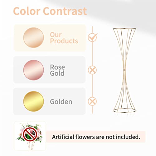 NUPTIO 2 Pcs Gold Vases for Centerpieces, 31.1in Tall Metal Trumpet Vase, Road Lead for Wedding Party Dinner Centerpiece, Flower Stand for Christmas Anniversary Birthday Home Decoration - size: 31.1 inch Tall