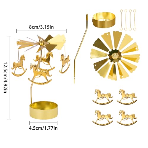 Spinning Candle Holder, Gold Tea Lights Candle Holder Carousel Candle Spinner, Rotating Metal Candle Holders for Table Centerpiece Carousel Tealight Holder for Christmas Festival Home Decor - color: Carousel