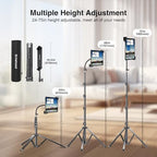 elitehood Aluminum Diagonal Design 72" iPad Tripod Floor Stand, Heavy Duty Adjustable Tablet Stand Holder, Flexible Gooseneck iPad Stand for Pro 13 12.9 11, Air, Samsung Tab and More 9-14.2" Devices - size: 9–14.2" · Diagonal Clamp
