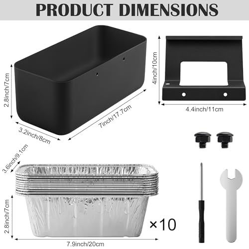Grill Grease Catcher for Blackstone Griddle with 10 Pack Grease Cup Liners Aluminum Foil Tray Pan Drip Tray Pan for 17, 22, 28 & 36 inches Griddle (Long Hook) - color: Long Hook