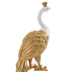 homary 27.6" Decorative Peacock Statue Large Glam Animal Sculpture Resin Crafts Home Decor for Art Ornament (White & Gold)