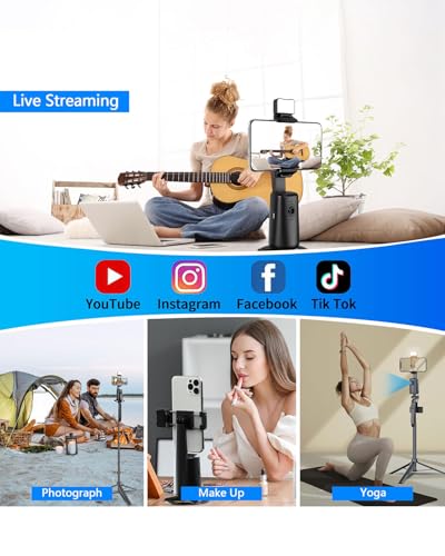 Auto Face Tracking Tripod 360° Rotation, 67" Tripod for iPhone Selfie Stick,Phone Tripod Stand Holder with Remote Gesture Control,No App, for Live Video Tiktok Live Vlog Streaming Video