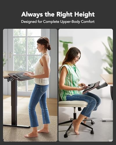HUANUO Keyboard Tray Under Desk, 360 Adjustable Ergonomic Sliding Keyboard & Mouse Tray, Under Desk Keyboard Tray Slide Out, Keyboard Holder Under Desk for Typing in Home, Office Work, 25"W x 9.84"D - color: Brown