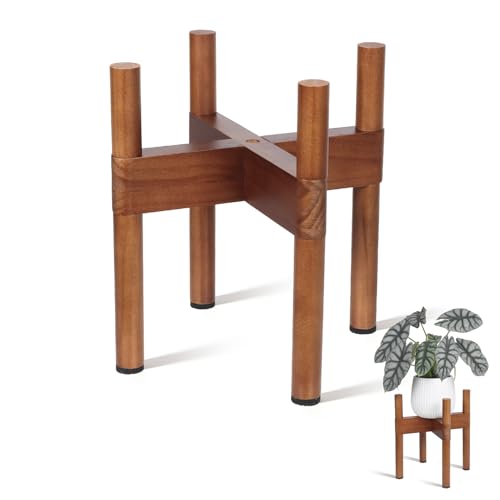 Vigordream Plant Stand Indoor, Wood Plant Holder, Mid Century Modern Decor Tall Planter Stands, 2 Height Displays Corner Single Flower Stand for Balcony, Living Room, Garden Patio Fit 5-8 Inch Pots - size: 8 Inch