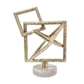 Modern Abstract Gold Sculpture 10-Inch Aluminum Art Statue on Marble Base, Contemporary Home Decor for Living Room, Office, or Shelf Display - 8" x 7" x 10"